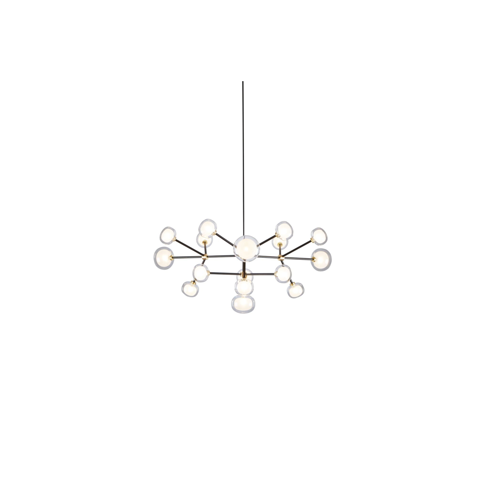 Nabila 552.16 chandelier matt black + brushed brass + clear glass Pendel Pendel