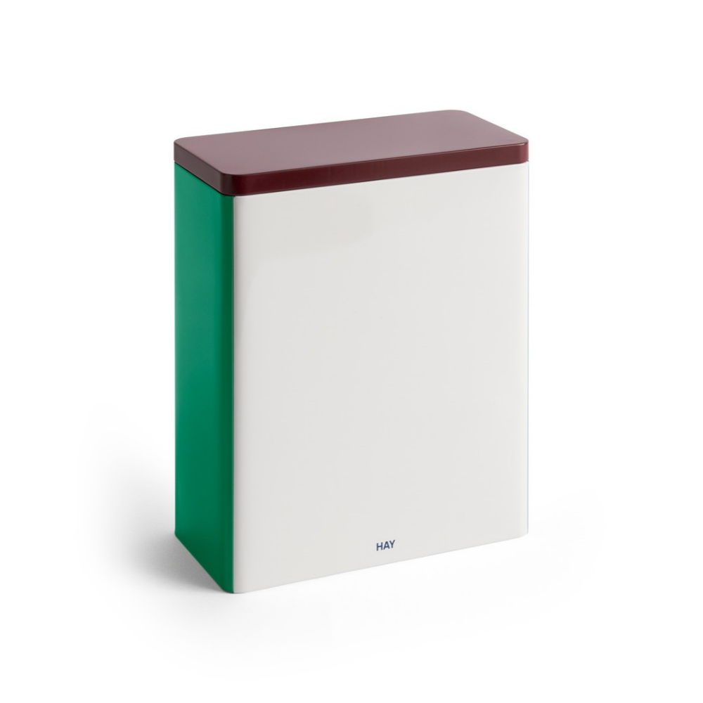 Hay Tin Container, Burgundy og Green - X-Large