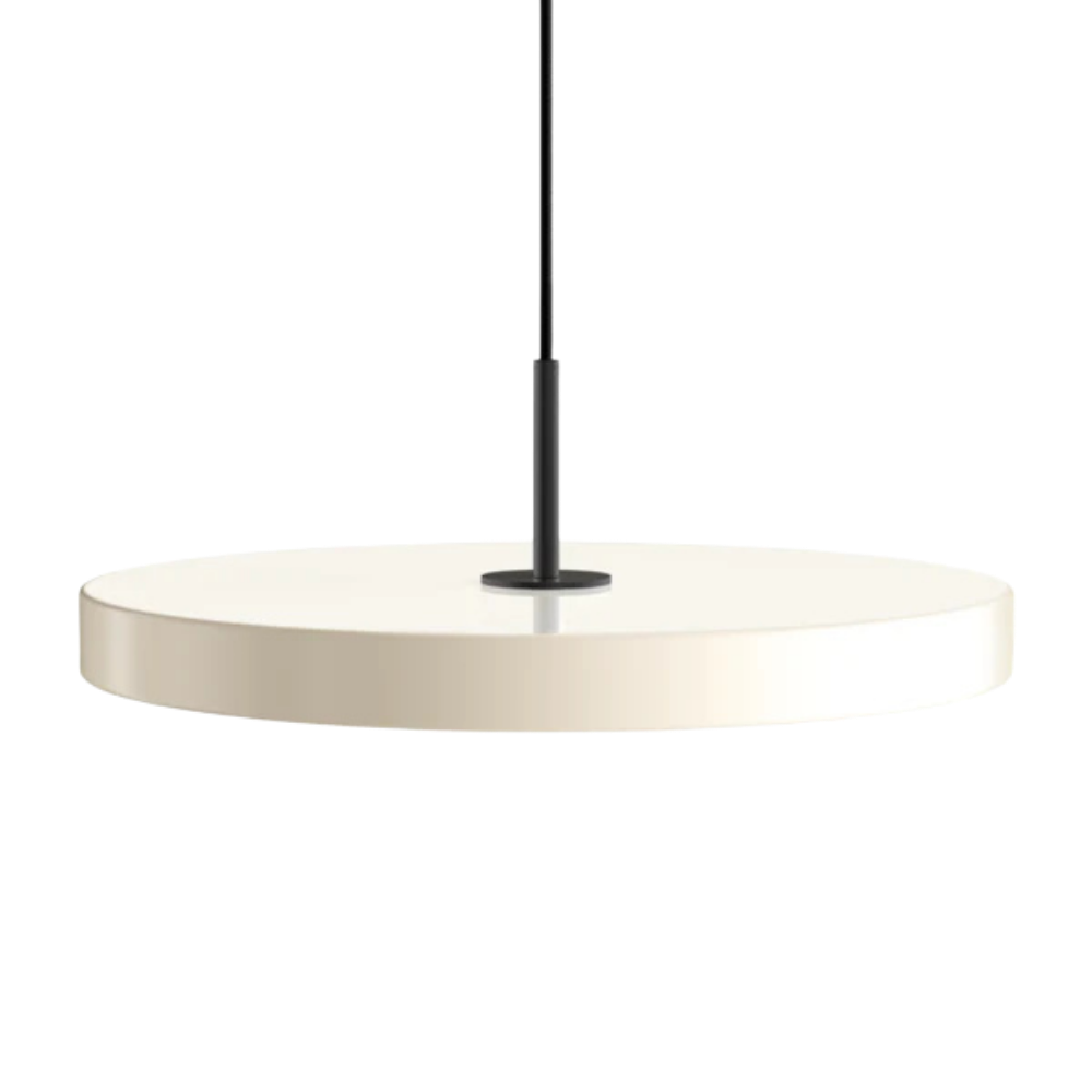 Asteria Medium Pearl White - Black Top 43 x 14 cm, 2.7m cordset Pendel