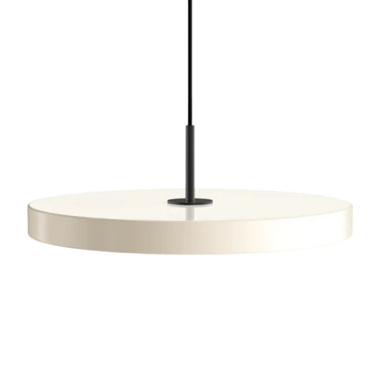 Asteria Medium Pearl White - Black Top 43 x 14 cm, 2.7m cordset Pendel