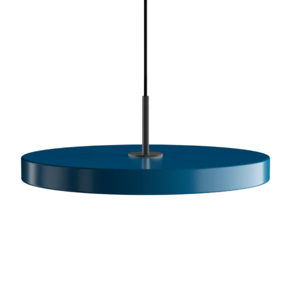 Asteria Medium Petrol Blue - Black Top 43 x 14 cm, 2.7m cordset Pendel