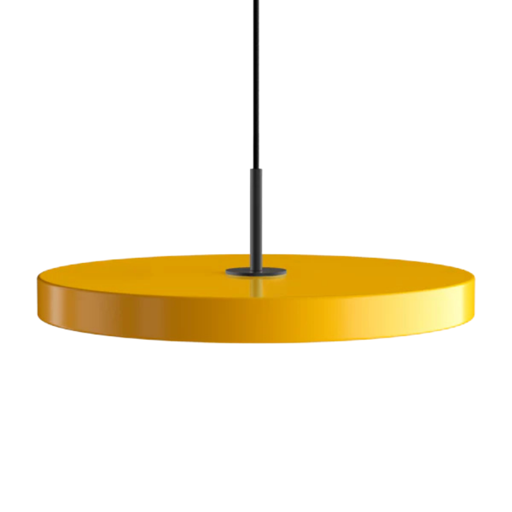 Asteria Medium Saffron Yellow - Black Top 43 x 14 cm, 2.7m cordset Pendel