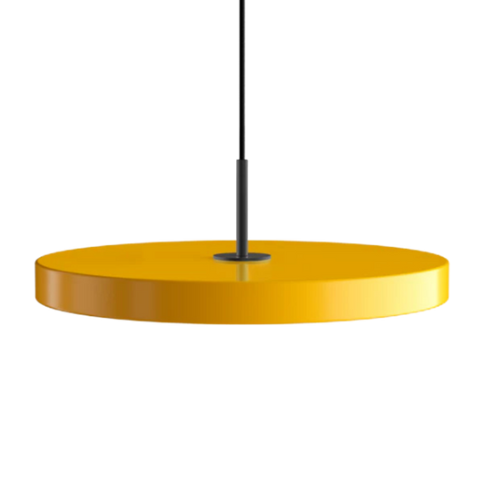 Asteria Medium Saffron Yellow - Black Top 43 x 14 cm, 2.7m cordset Pendel