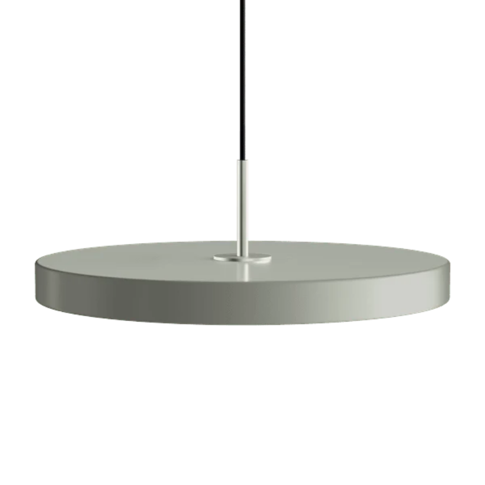 Asteria Medium Nuance Olive - Steel Top 43 x 14 cm, 2.7m cordset Pendel