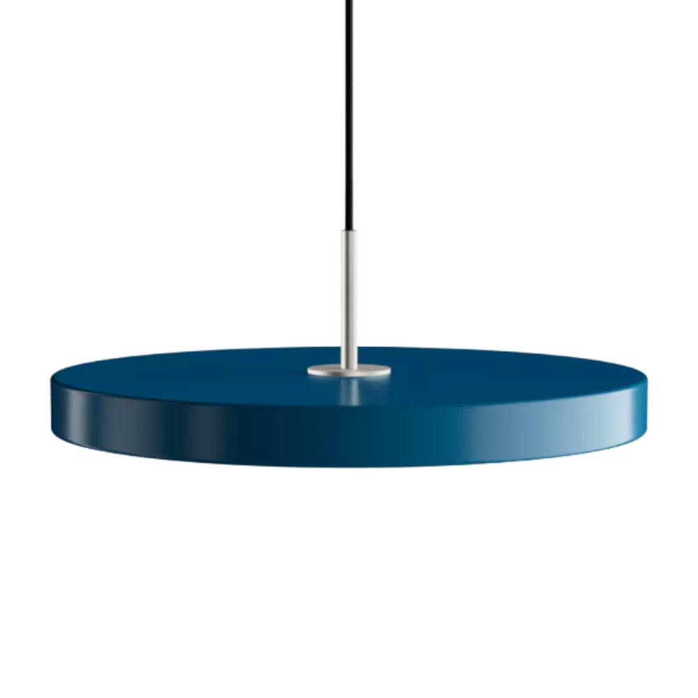 Asteria Medium Petrol Blue - Steel Top 43 x 14 cm, 2.7m cordset Pendel