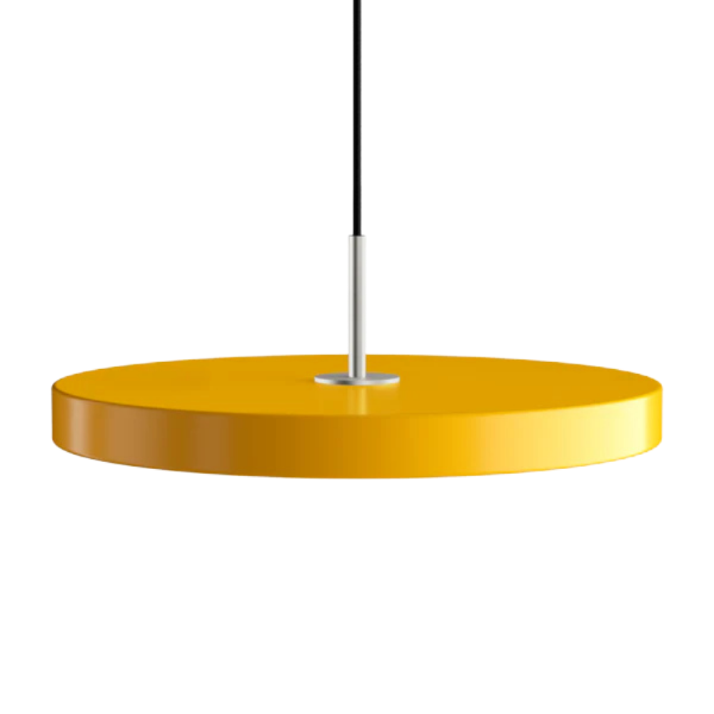 Asteria Medium Saffron Yellow - Steel Top 43 x 14 cm, 2.7m cordset Pendel