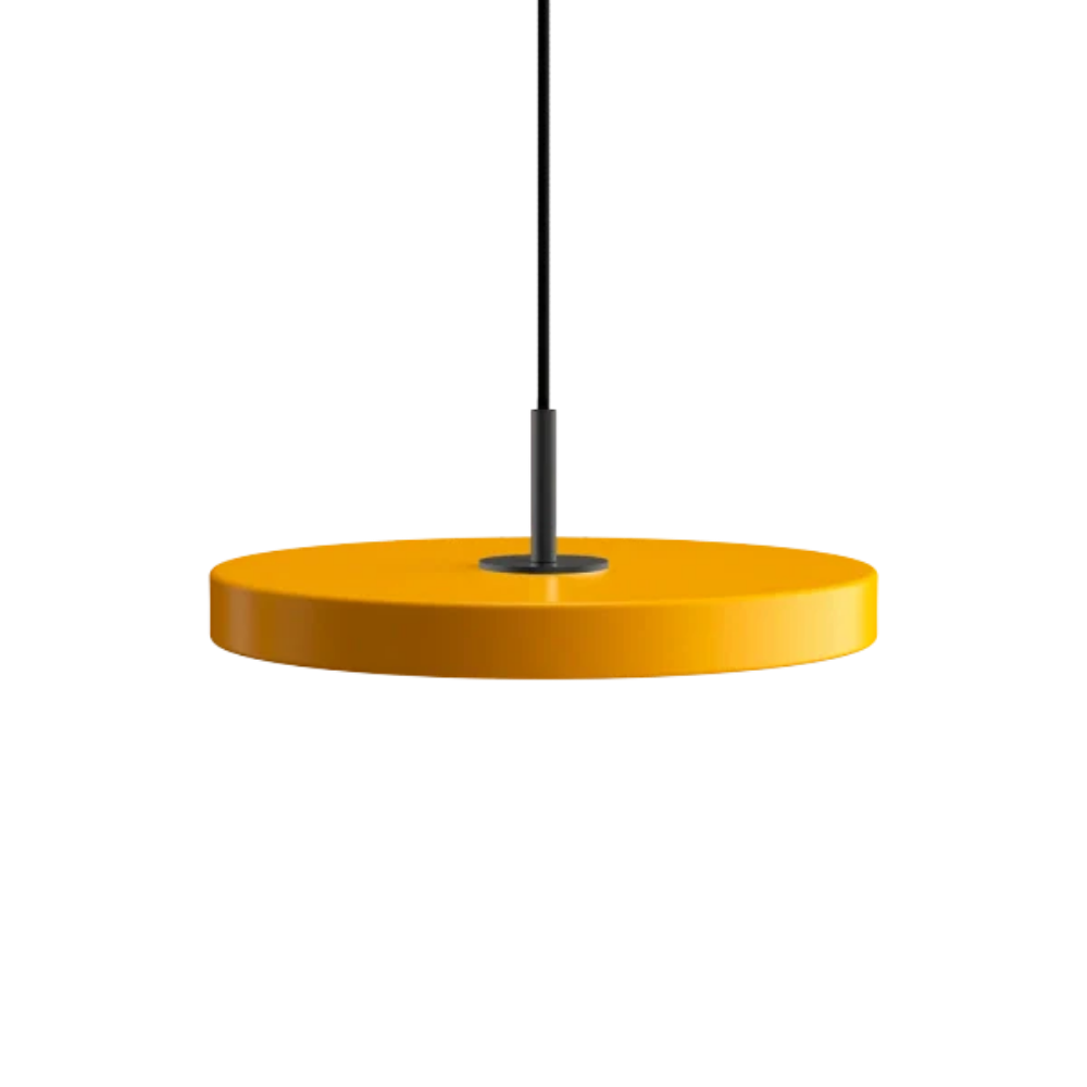 Asteria Mini Saffron Yellow - Black Top 31 x 10,5 cm, 2.7m cordset Pendel