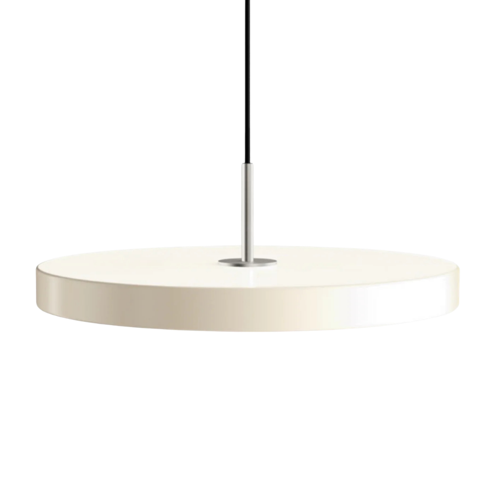 Asteria Plus Medium Pearl White Stål Top Pendel