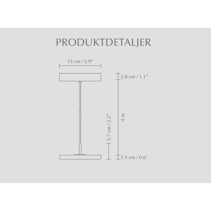 Asteria Micro Anthracite 15 x 5,7cm, 2.7m cordset Pendel