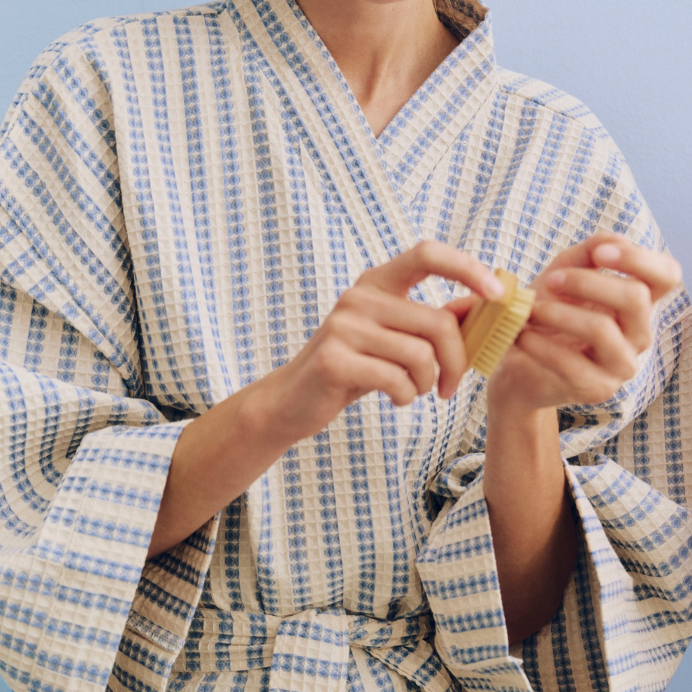 Hay Waffle Stripe Badekåbe, Dusty Blue